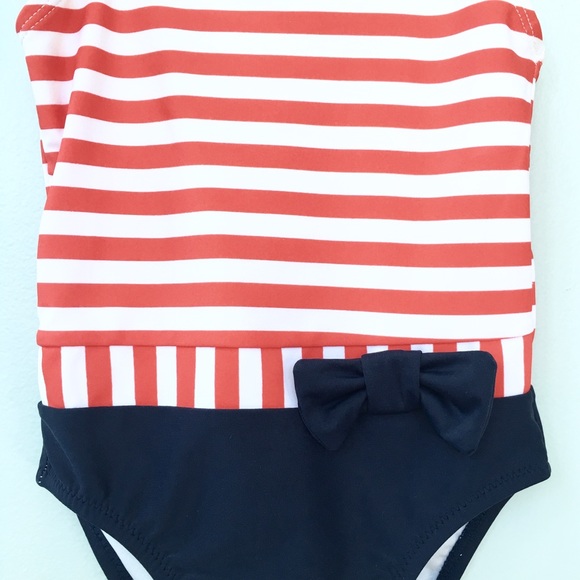 Circo Red & White Striped & Navy Bathing Suit - Picture 4 of 8